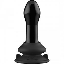 comprar PLUGGY - GLASS VIBRATOR - WITH SUCTION CUP AND REMOTE - RECARGABLE - 10 VELOCIDADES - NEGRO