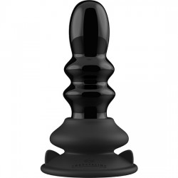 comprar RIBBLY - GLASS VIBRATOR - WITH SUCTION CUP AND REMOTE - RECHARGEABLE - 10 VELOCIDADES - NEGRO