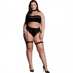 comprar LE DÉSIR- SHADE-ANANKE XII - THREE PIECE WITH CHOKER, BANDEAU TOP AND PANTIE WITH GARTERS - PLUS SIZE